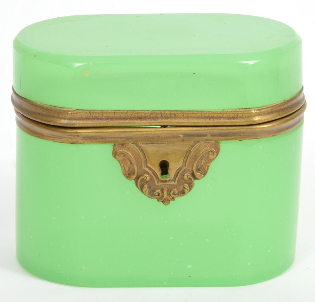 French Green Opaline Bronze Mount Box (1 of 7)