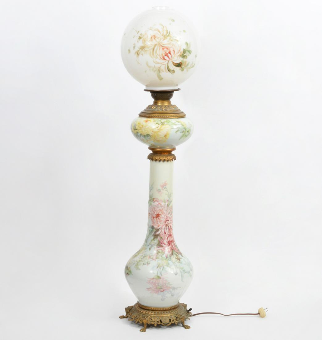 Victorian Hurricane Lamp Signed D. Laughead (1 of 20)