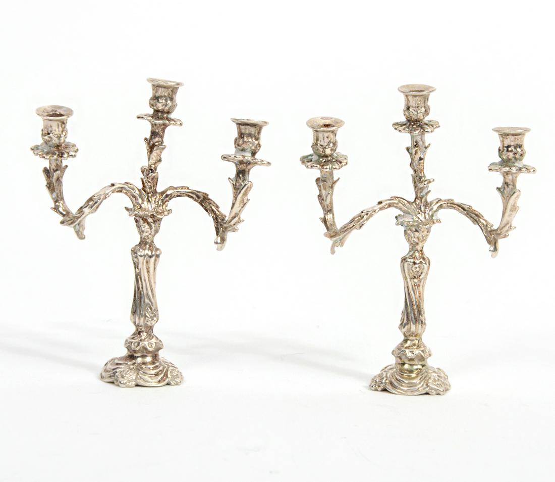 Miniature Pr. Sterling Harry H. Smith 3 Arm Candelabras (1 of 7)