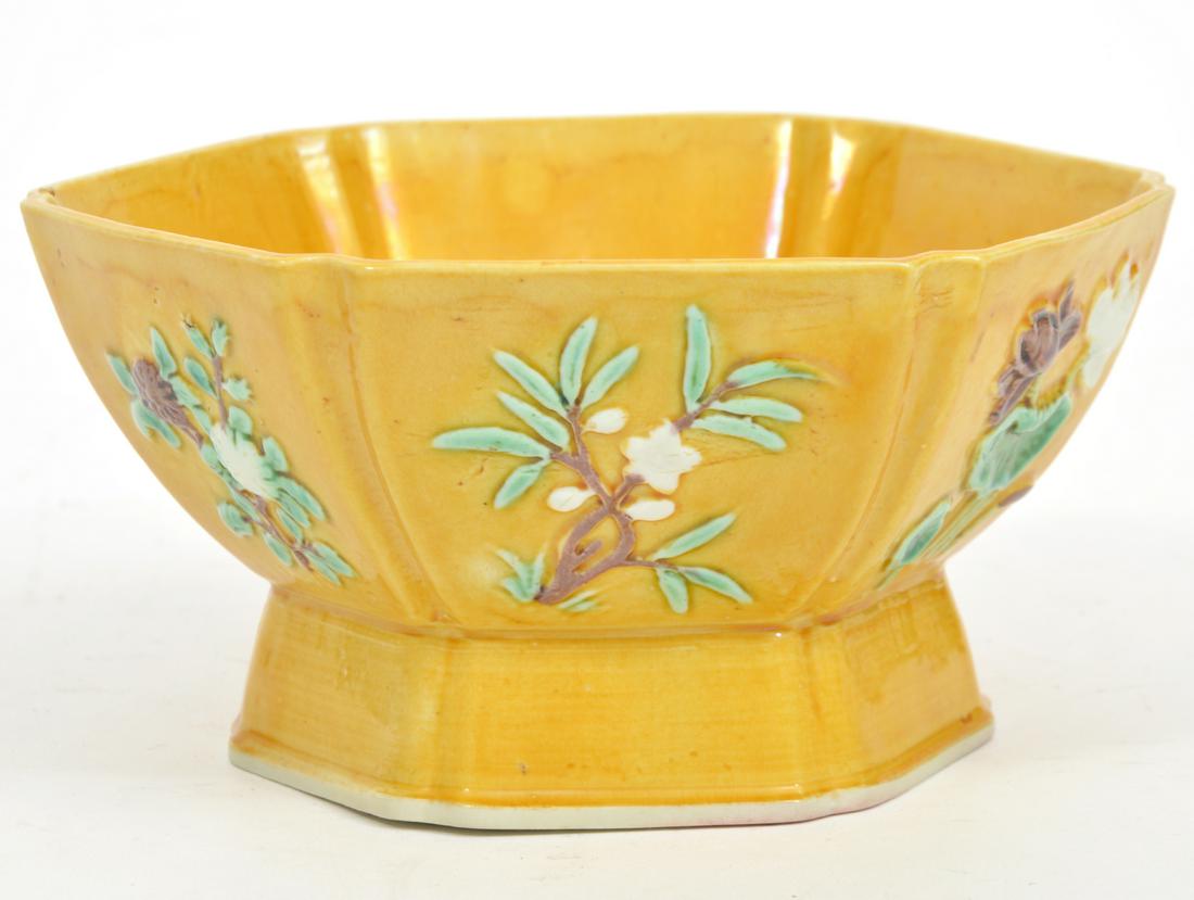 Chinese Yellow Glazed Hexagon Footed Bowl (1 of 7)