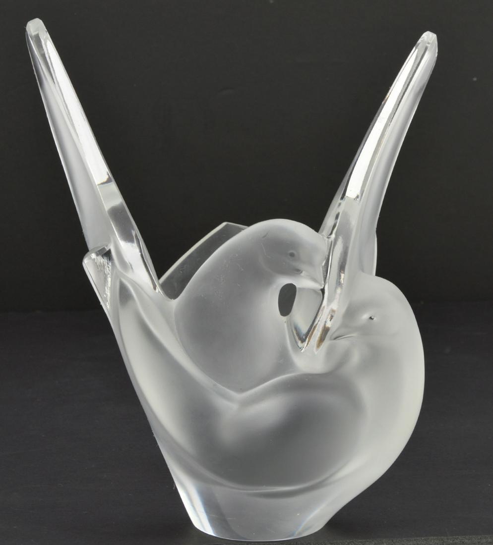 Lalique France 'Sylvie' Two Doves Crystal Vase (1 of 5)