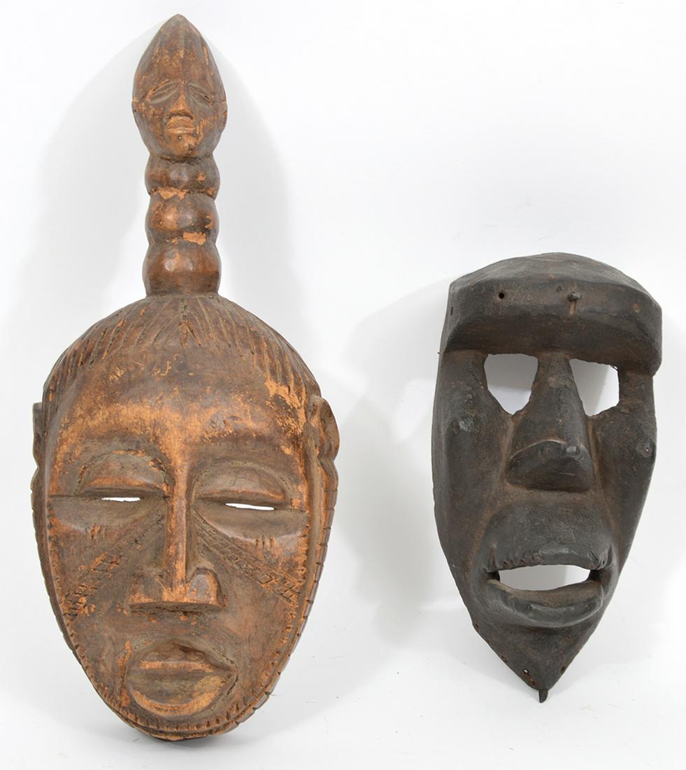 Two Ceremonial African Tribal Carved Wood Masks (1 of 4)