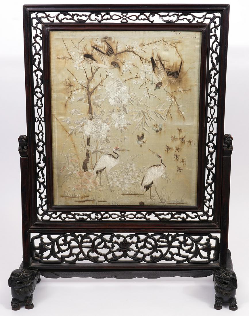 Chinese Embroidered Silk Table Screen (1 of 13)