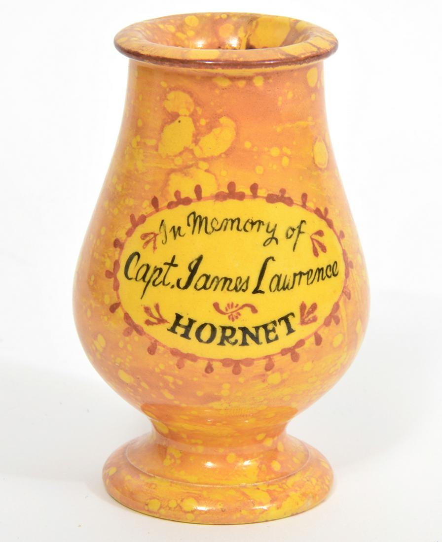 English Yellow Ware Bud Vase In Memory of Captain (1 of 7)