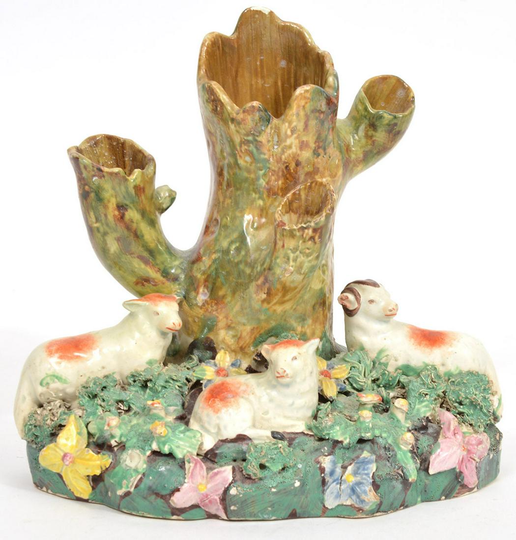Staffordshire Pearlware 3 Sheep Spill Vases (1 of 9)