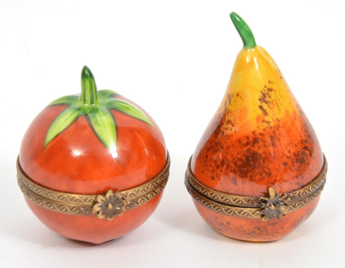 Limoges Porcelain Tomato & Pear Trinket Boxes (1 of 4)