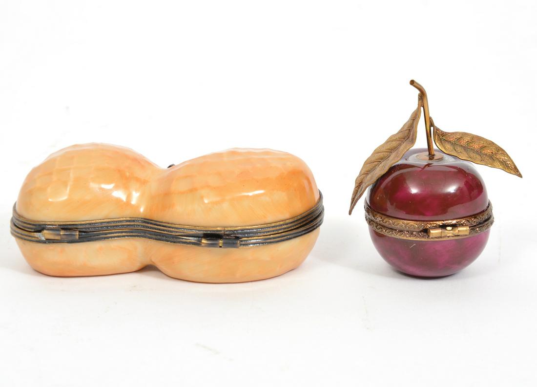 Limoges Porcelain Peanut & Plum Trinket Boxes (1 of 4)