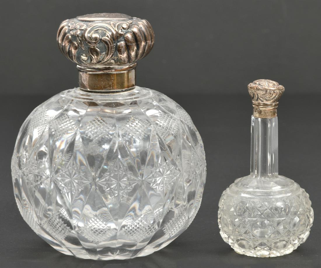 Two English Sterling & Cut Crystal Perfume Bottles (1 of 9)