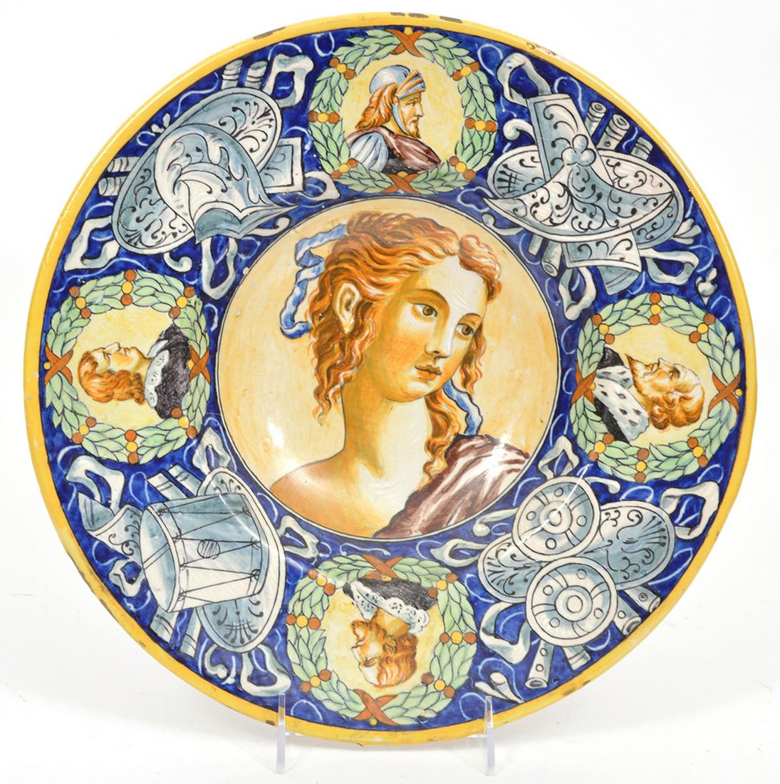 Italian Faience Pottery Hanging Plate (1 of 7)