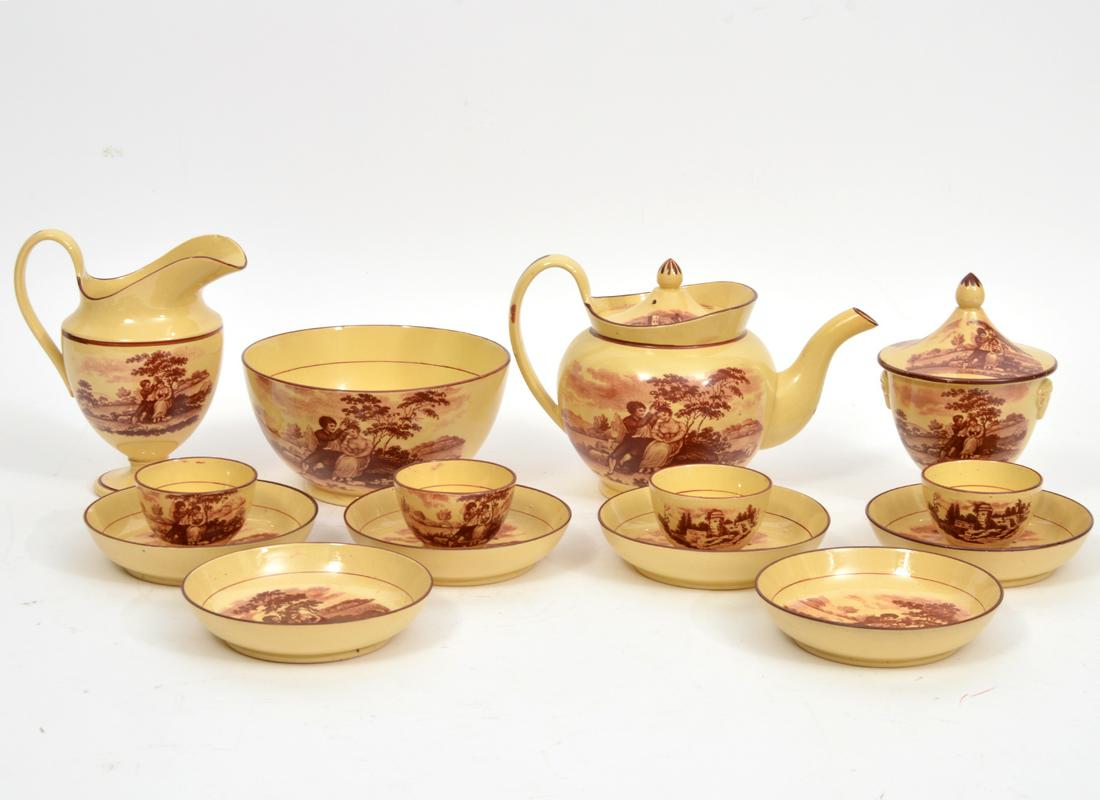 14 Pc English Transferware Tea Set With Dishes (1 of 8)