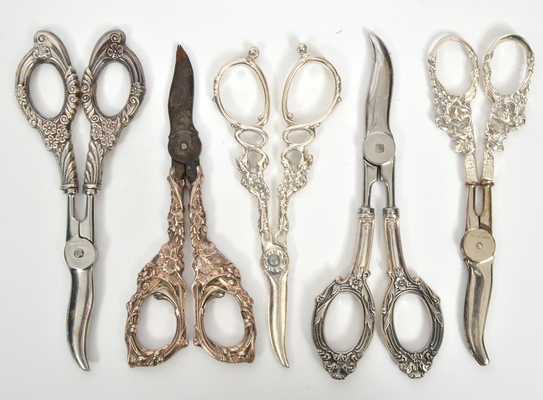 Group of 5 Continental Sterling Grape Shears (1 of 9)