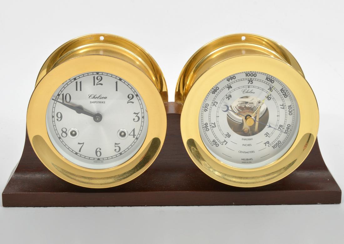 Chelsea American Brass Ship's Clock and Barometer (1 of 6)