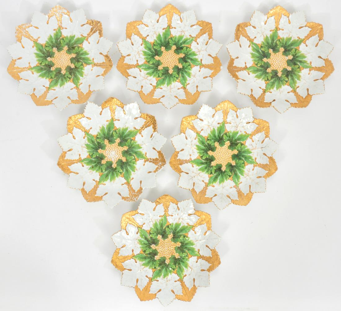 Set of 6 Meissen Gilt & Porcelain Leaf Plates (1 of 11)