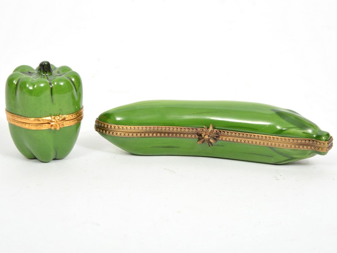 2 Limoges French Trinket Boxes Pepper & Pea Pod (1 of 5)