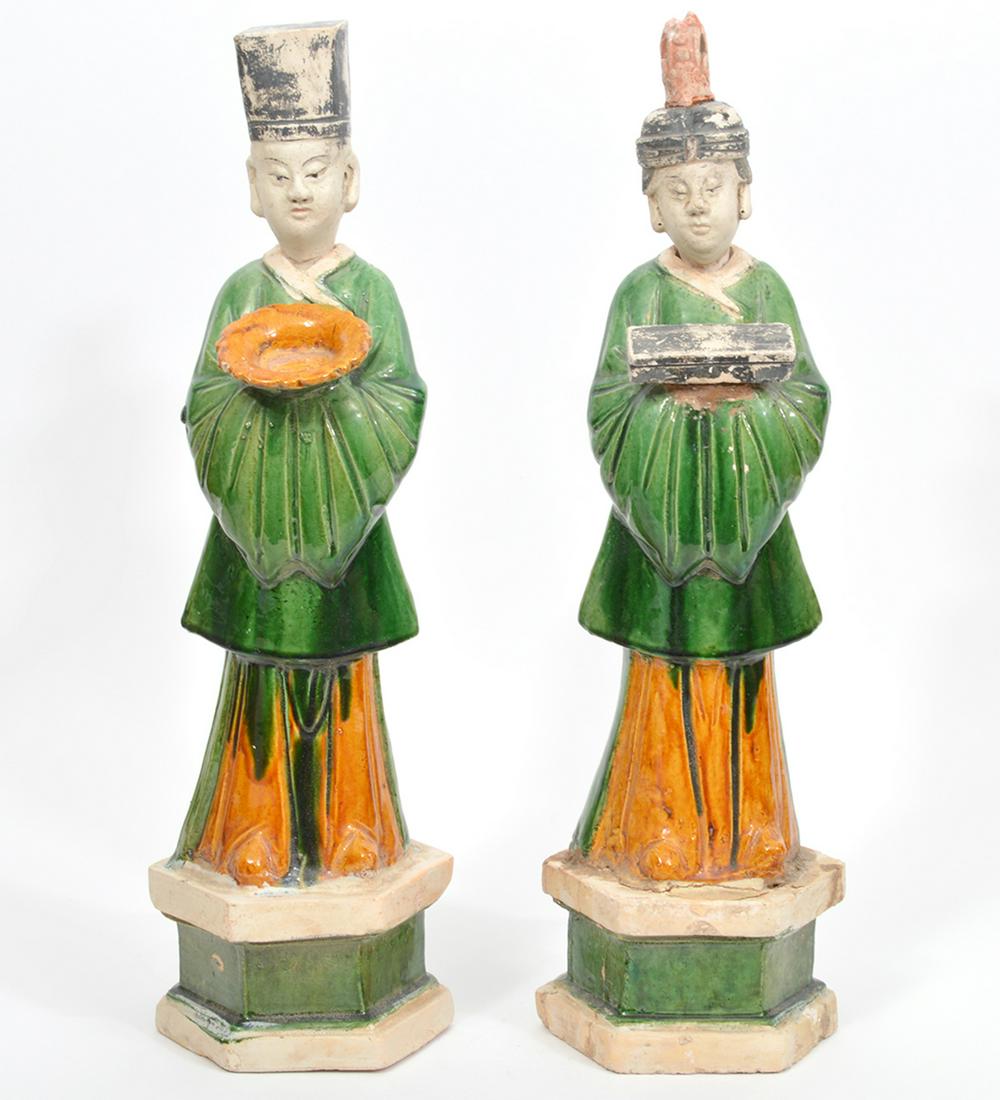Two Chinese Sancai Glazed Pottery Court Figures (1 of 12)
