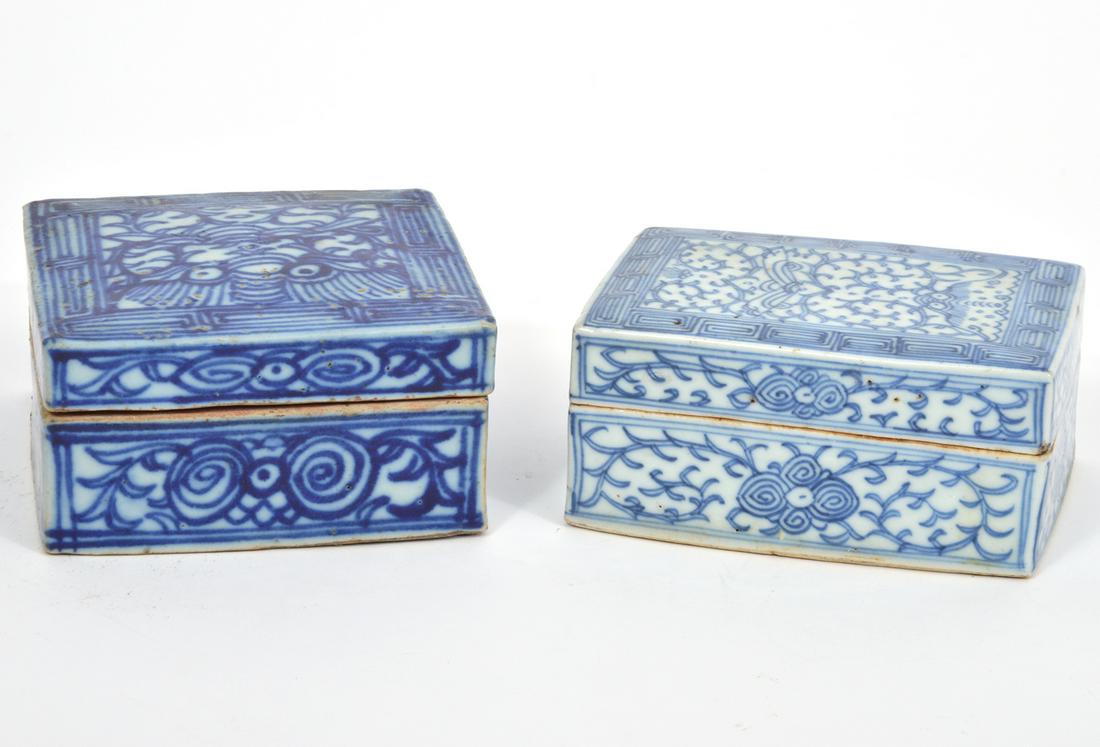Two Chinese Blue & White Porcelain Boxes (1 of 9)