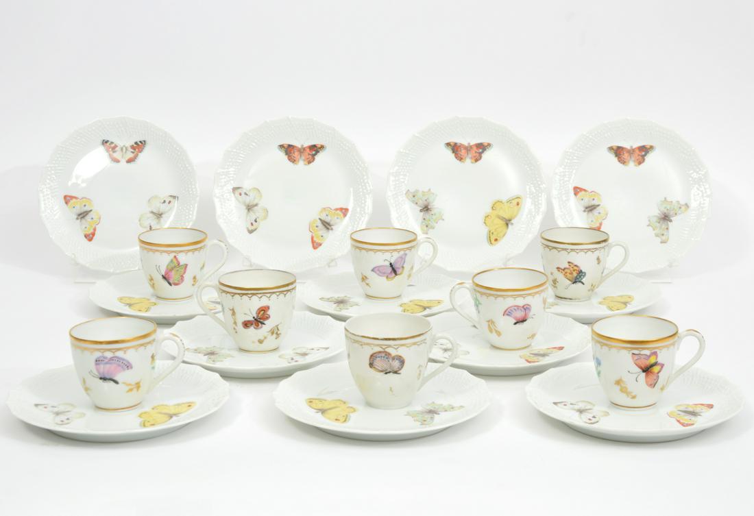 French Limoges Butterfly 8 Tea Cups 12 Plates (1 of 10)
