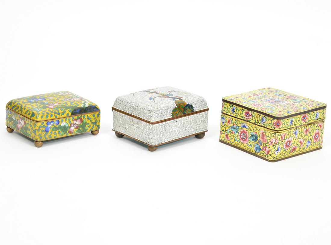 Three Chinese Floral Motif Enamel Boxes (1 of 18)