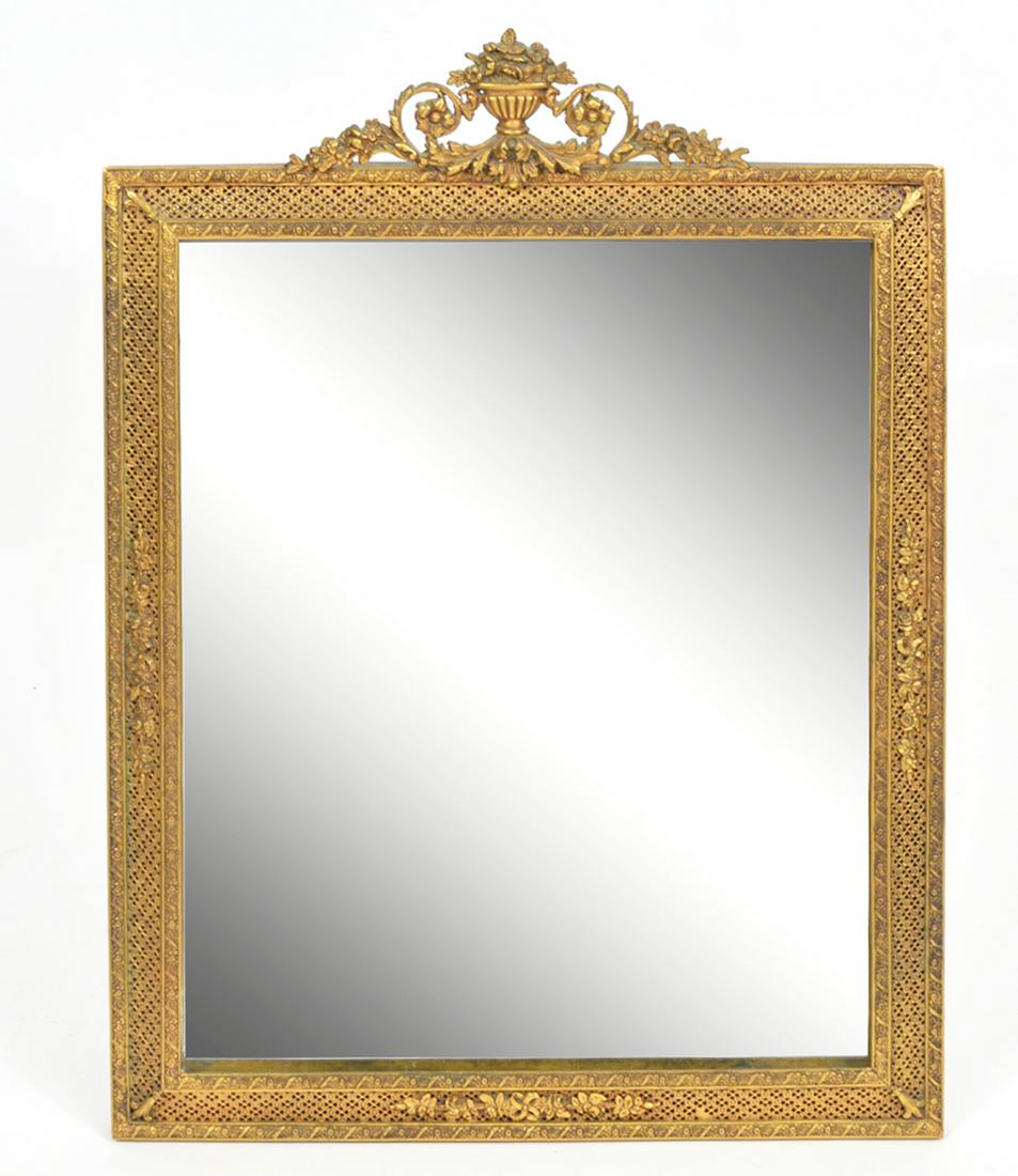 French Engraved Bronze Framed Mirror (1 of 8)
