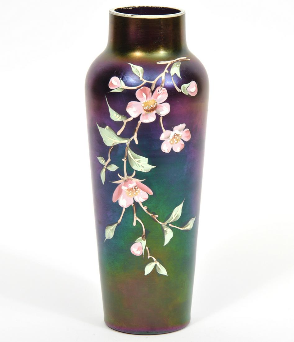Attributed to Loetz Floral Enamel Iridescent Vase (1 of 7)