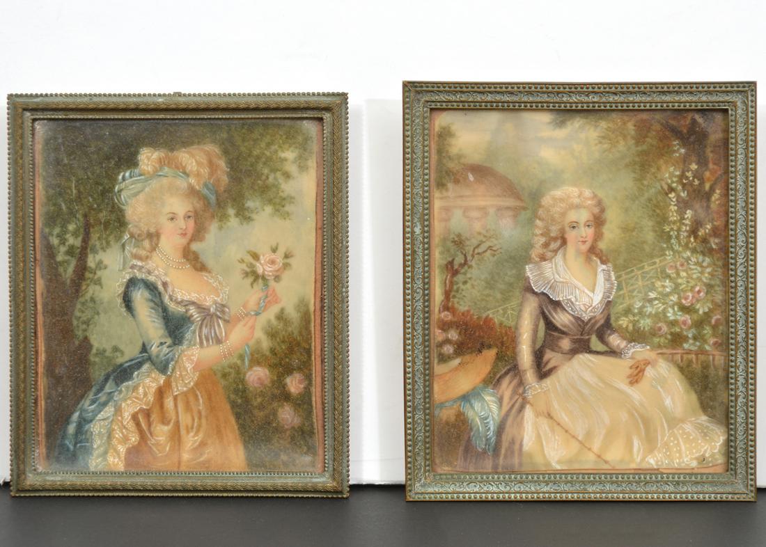 Two 19th C. Fine Miniature Ladies Portraits (1 of 6)