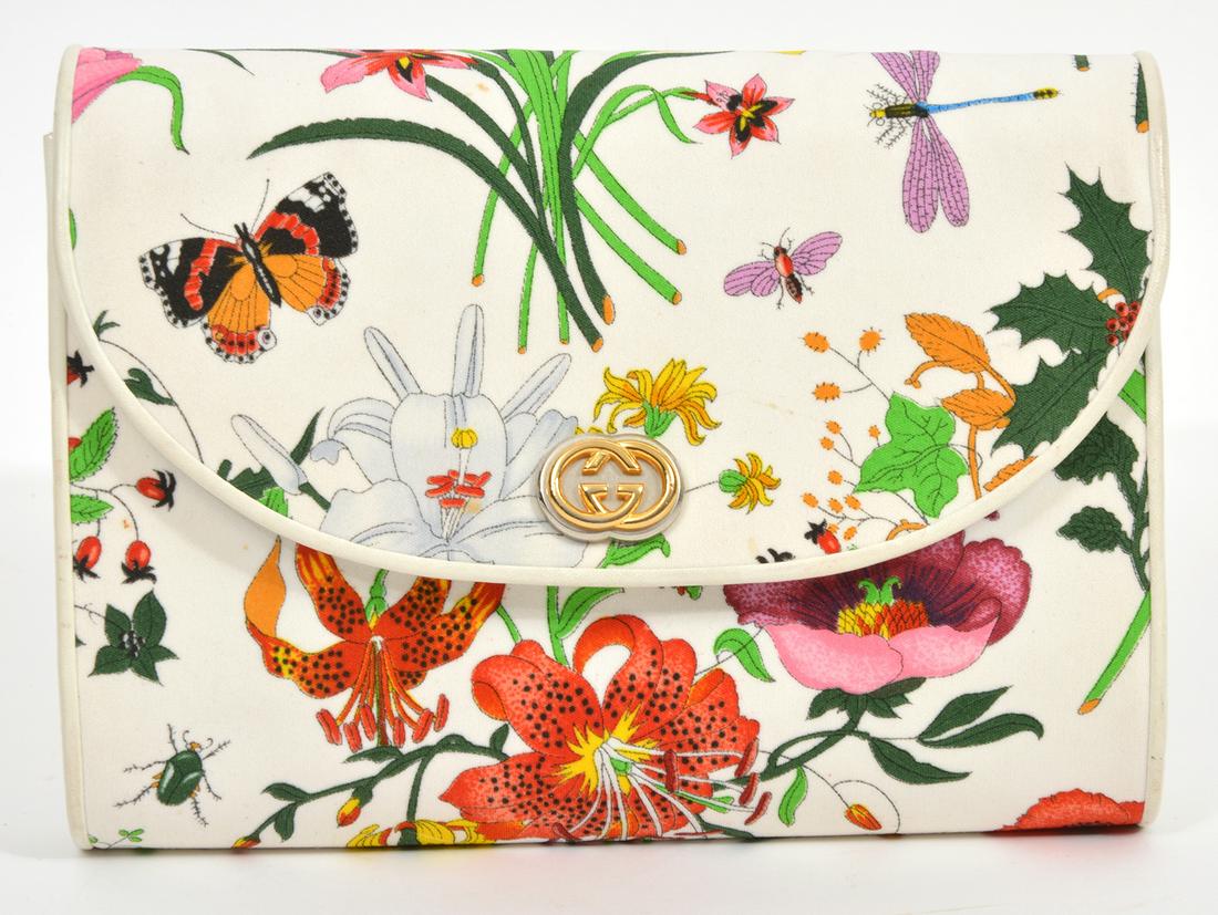 Gucci Floral Canvas Clutch Handbag (1 of 9)