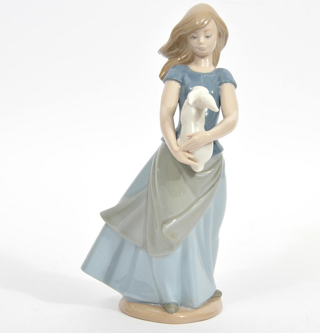 Lladro Nao Girl Holding Rabbit Porcelain Figure (1 of 5)