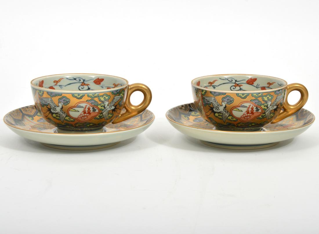 Set of Two Japanese Imari Tea Cups & Saucers (1 of 11)