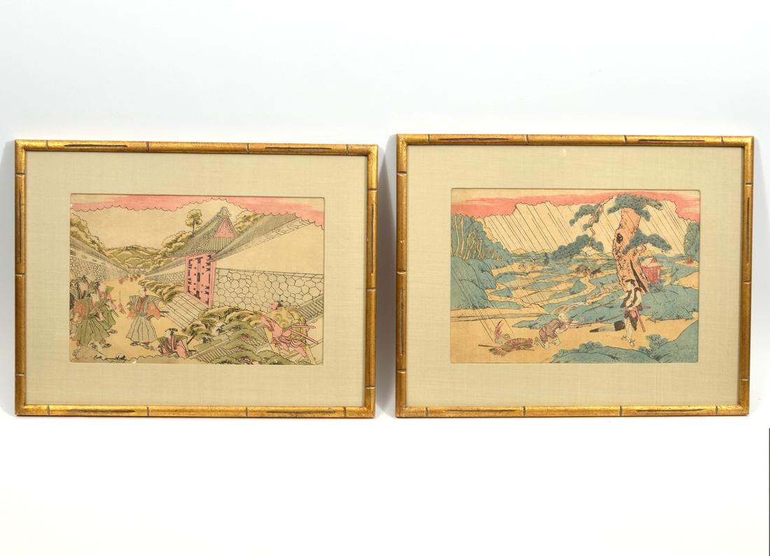 Two Japanese Woodblock Prints of Samurai Themes (1 of 8)