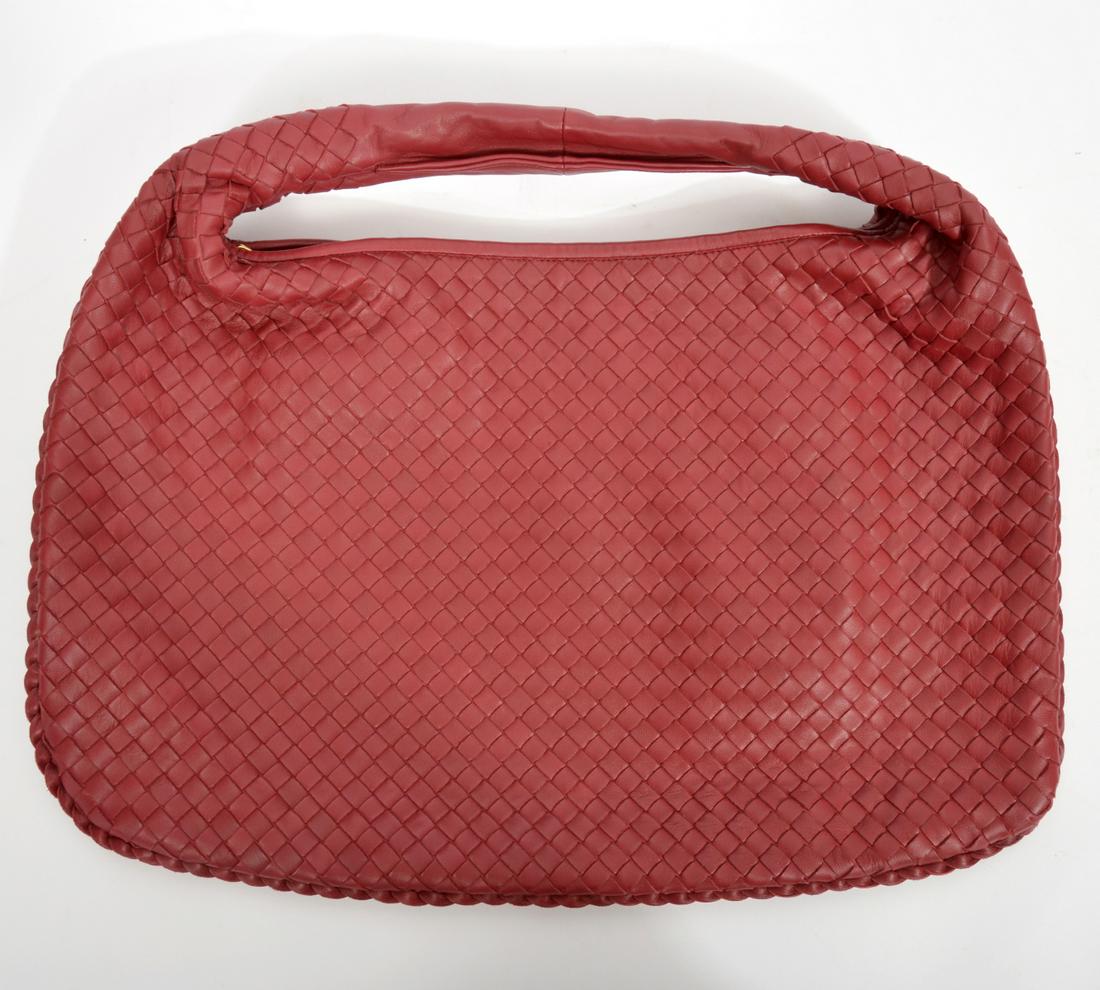 Bottega Veneta Italian Woven Red Leather Handbag (1 of 7)