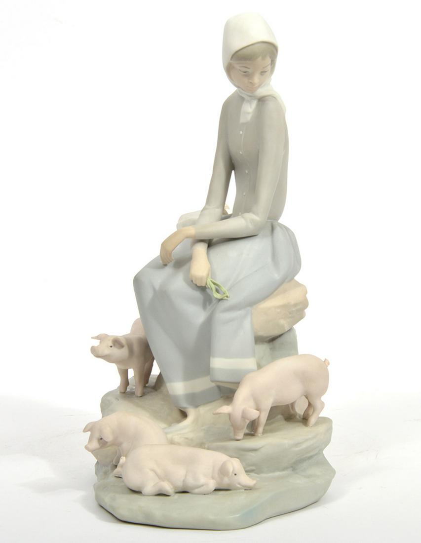 Lladro "Girl With Piglets" Bisque Porcelain Figure (1 of 7)