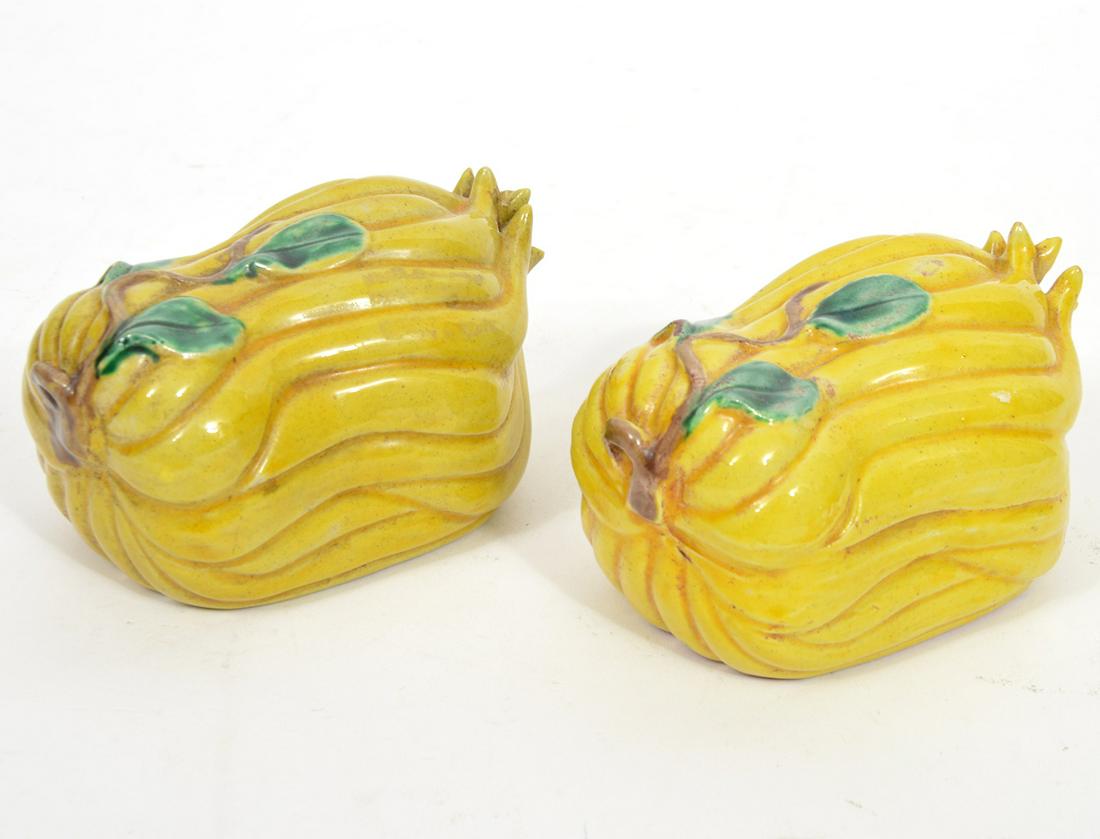 Pair of Chinese Porcelain Fingered Citron Fruits (1 of 8)