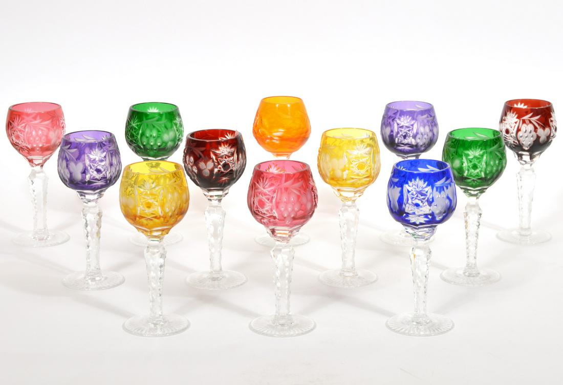 13PC Bohemian Cut To Clear Crystal Cordial Glasses (1 of 5)