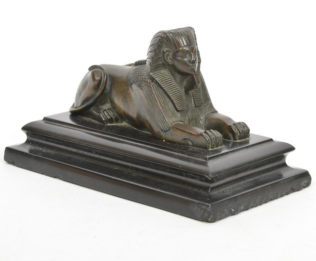 Grand Tour Egyptian Revival Bronze Sphinx on Slate (1 of 7)