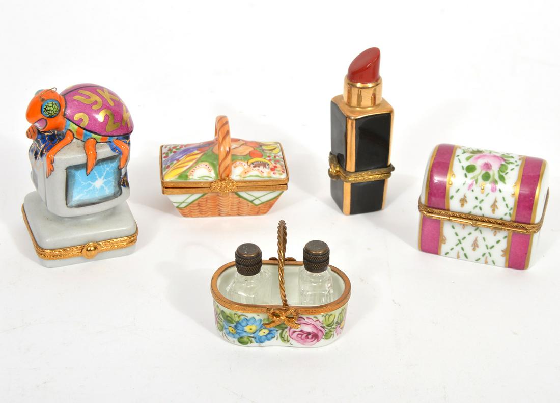 5 French Limoges Figural Trinket Boxes (1 of 6)