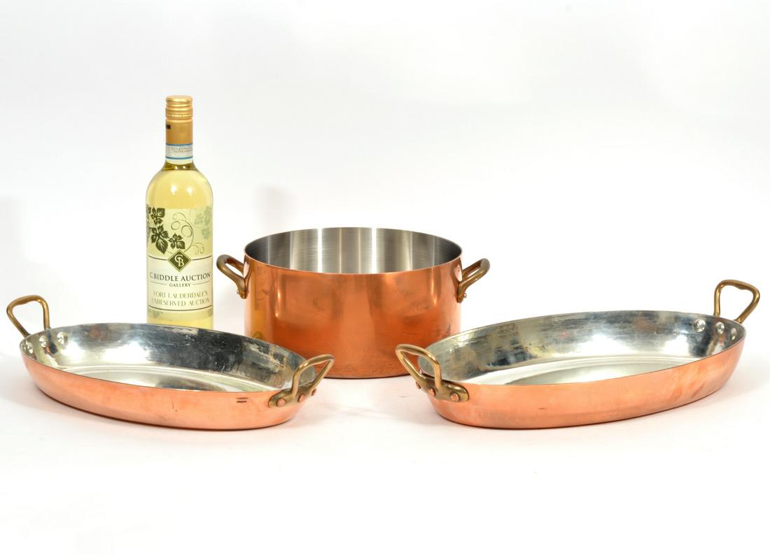 3 Large Copper Cookware Pans (1 of 4)