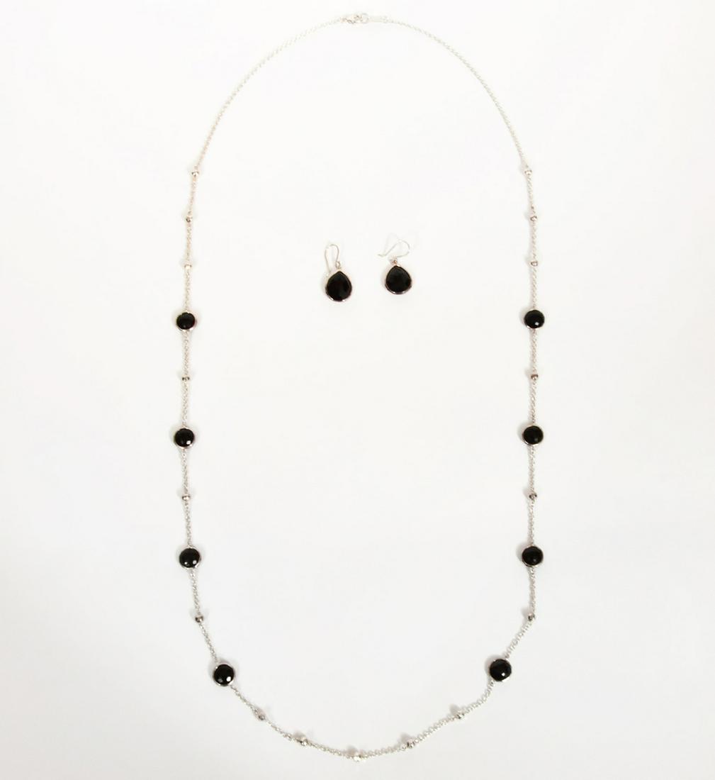 Ippolita Sterling Silver Onyx Necklace & Earrings (1 of 5)
