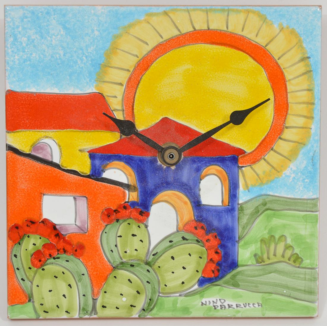 Nino Parrucca Hand-Painted Italian Tile Clock (1 of 3)