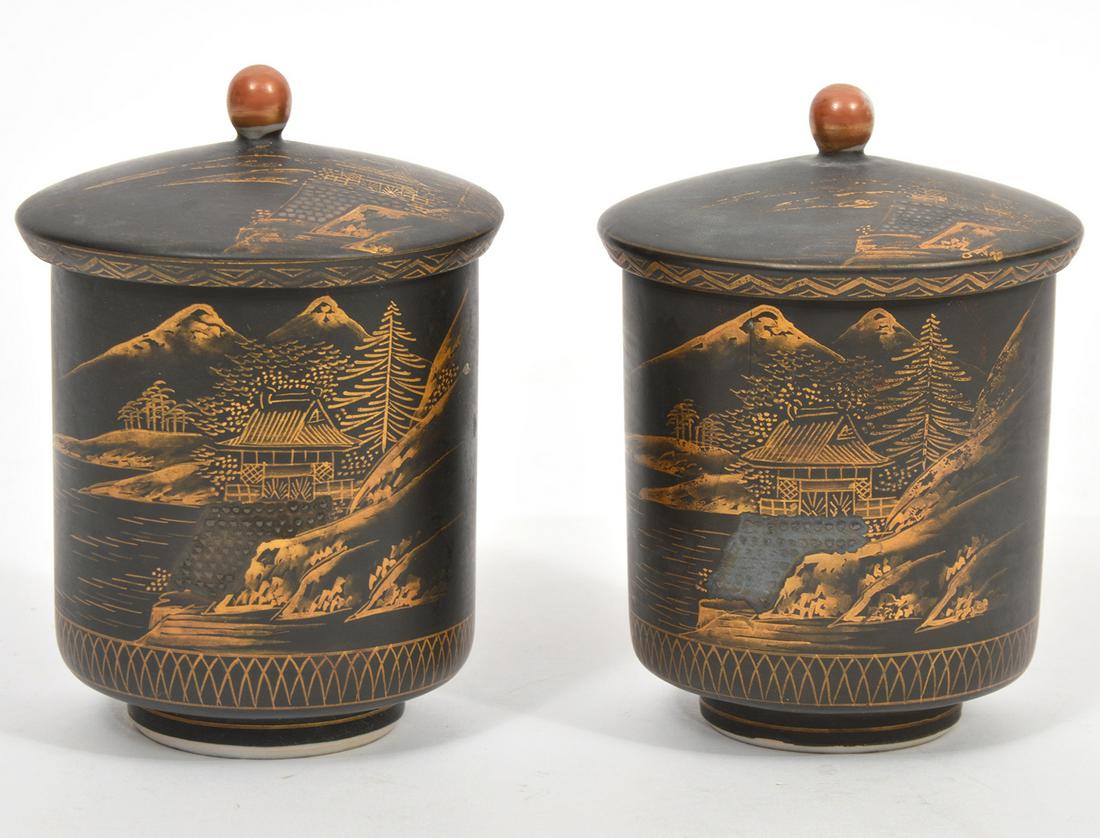 Pr. Japanese Komai-Style Painted Porcelain Jars (1 of 9)