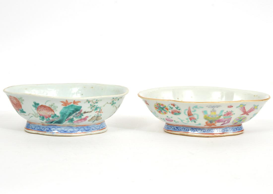 Two Chinese Famille Rose Lozenge Porcelain Dishes (1 of 15)