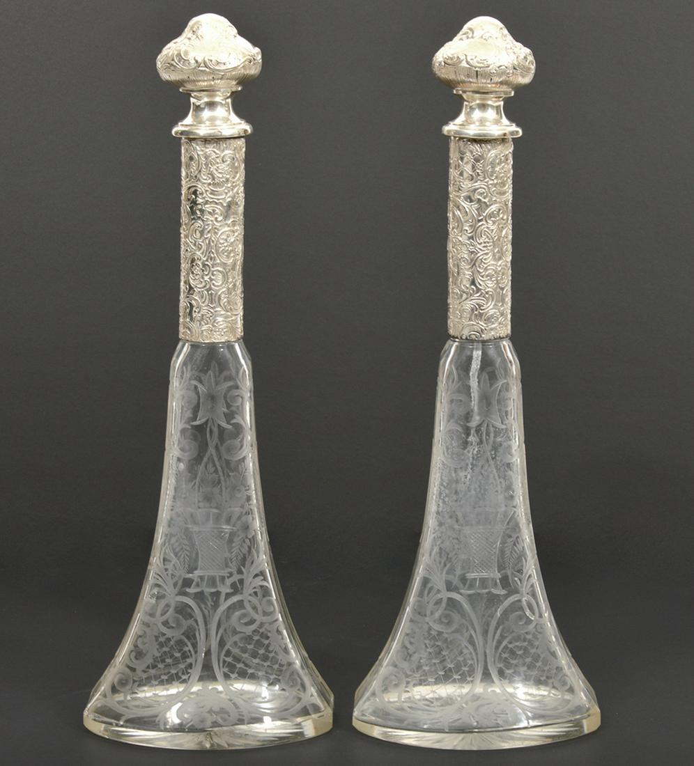 Pr. Dutch Etched Glass & Silver Decanter (1 of 12)