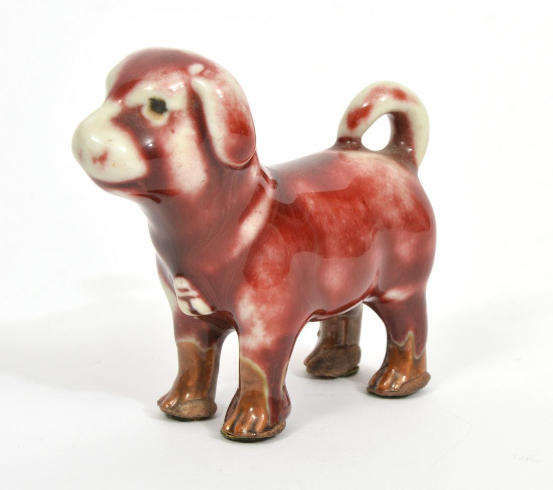 Chinese Glazed Oxblood Porcelain Dog Figure (1 of 5)