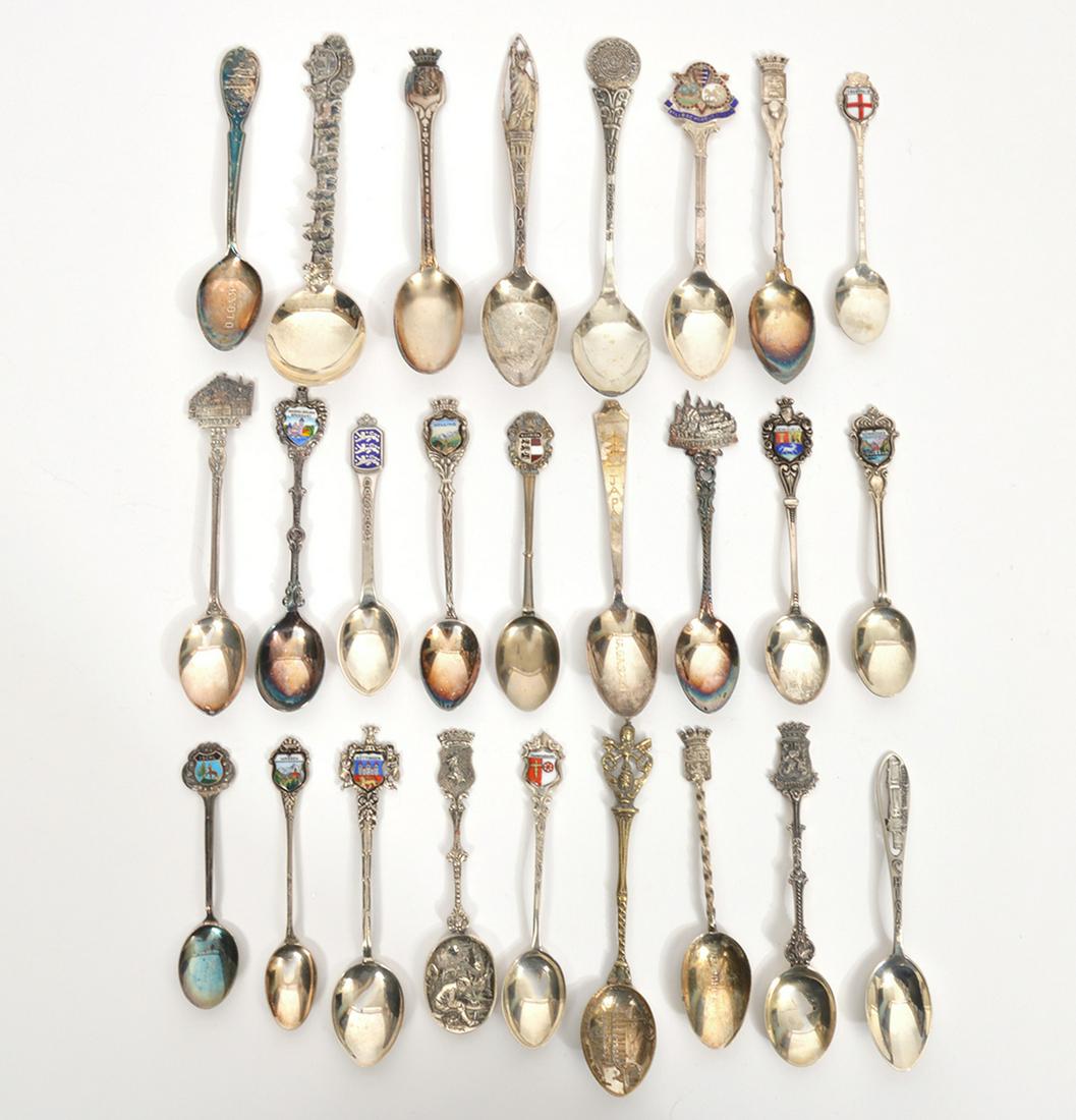 Assortment of 25 Silver Souvenir Spoons (1 of 9)