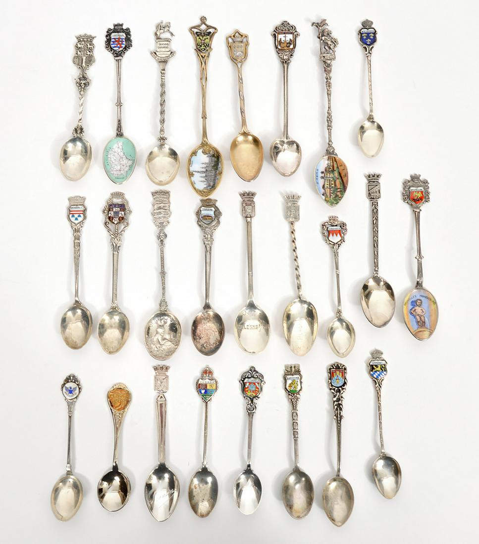 Assortment of 25 Silver Souvenir Spoons (1 of 9)