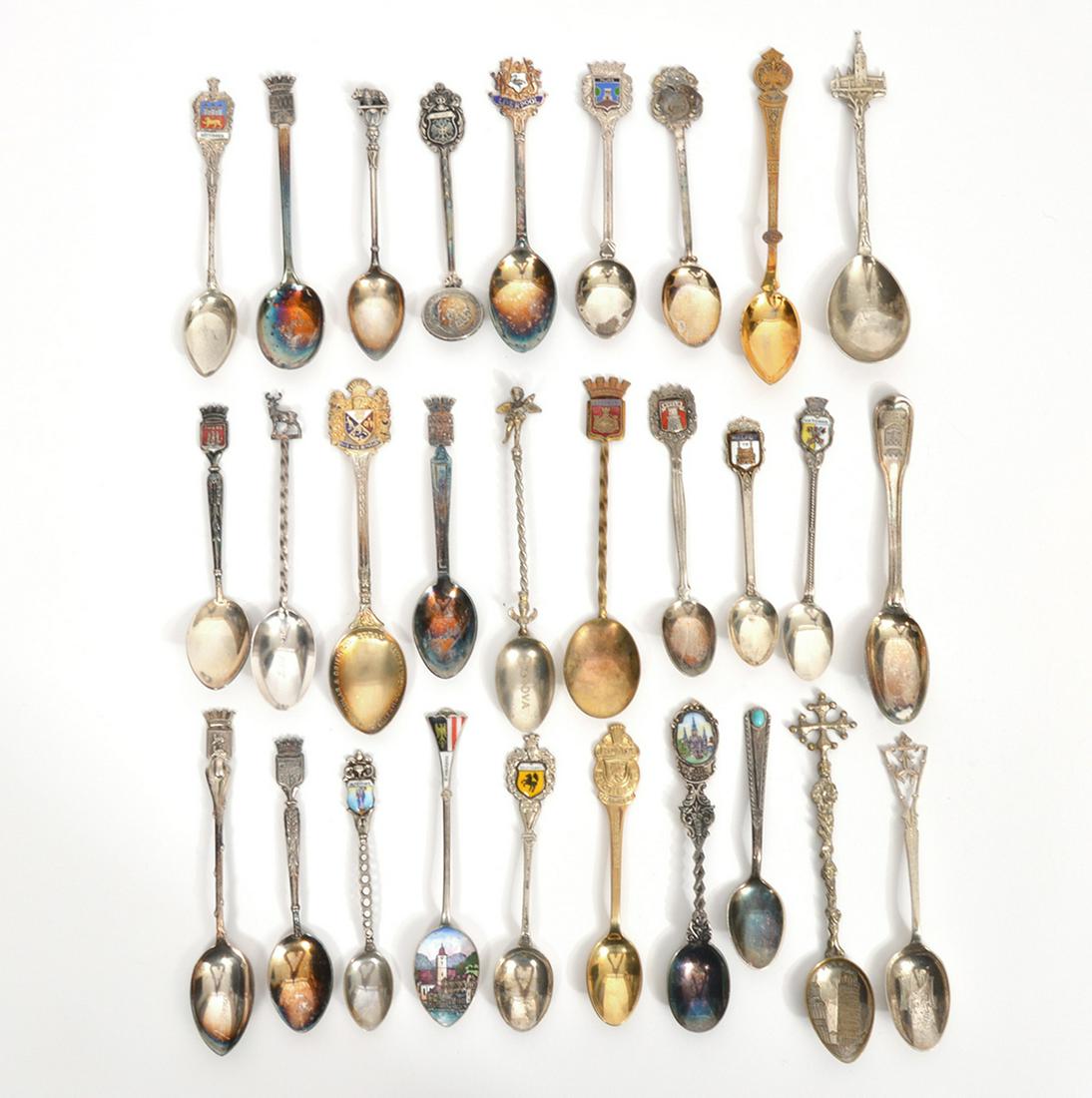 Assortment of 29 Silver Souvenir Spoons (1 of 9)