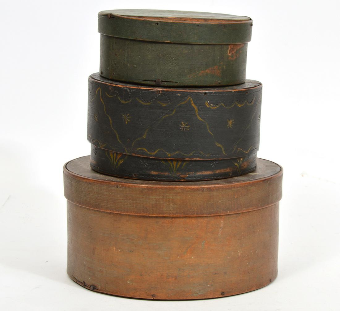 3 19th C. Painted Wood Lidded Boxes (1 of 10)