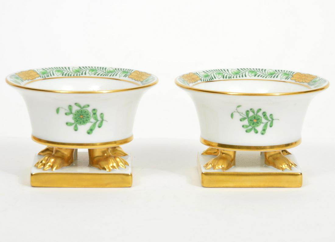 Pair of Herend "Apponyi Verte" Footed Dishes (1 of 7)