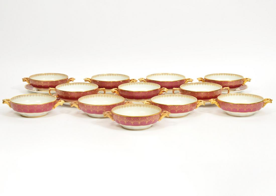 J. Pouyat Limoges 19Pc Bouillon Cups & Saucers (1 of 10)