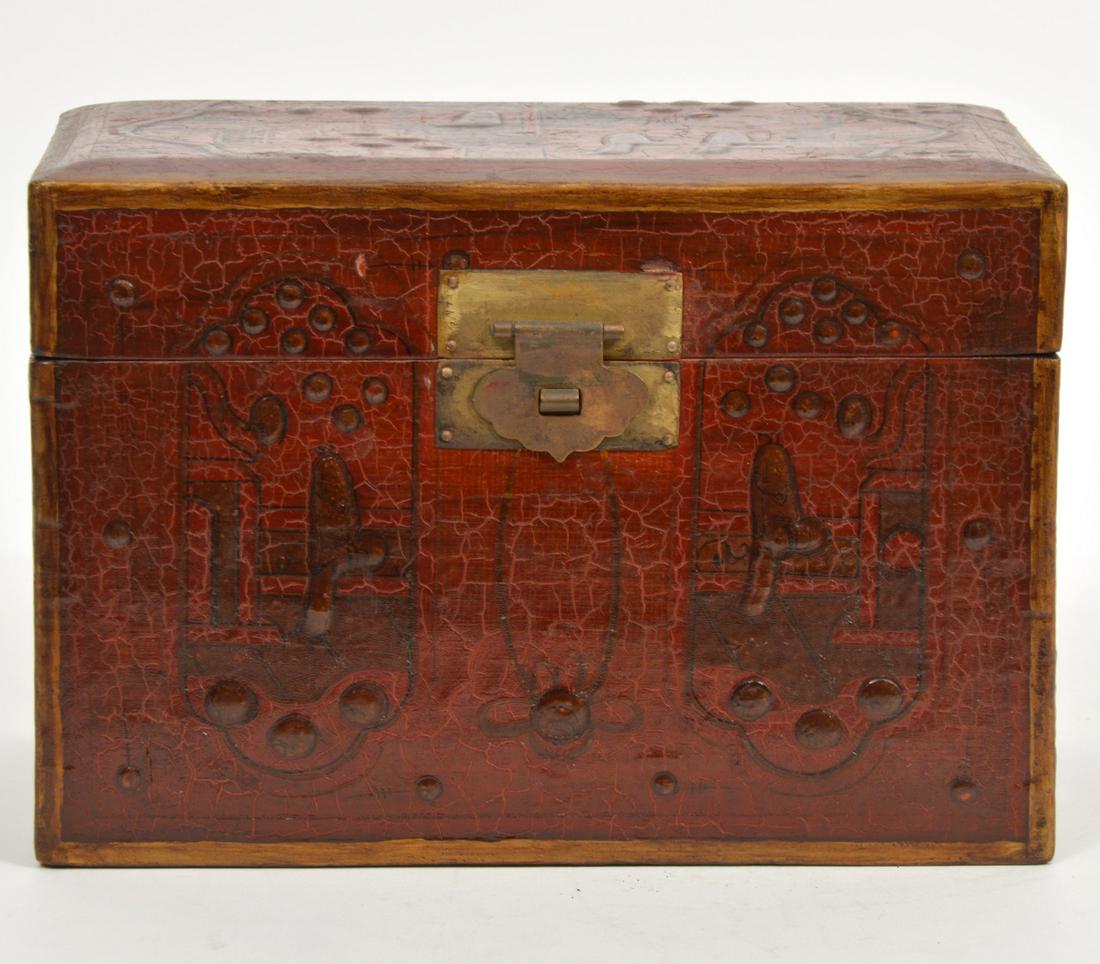 Chinese Red Papier Mache Box (1 of 8)