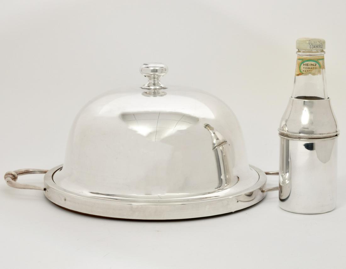 Silverplate Tray With Cloche & Bottle Holder (1 of 7)
